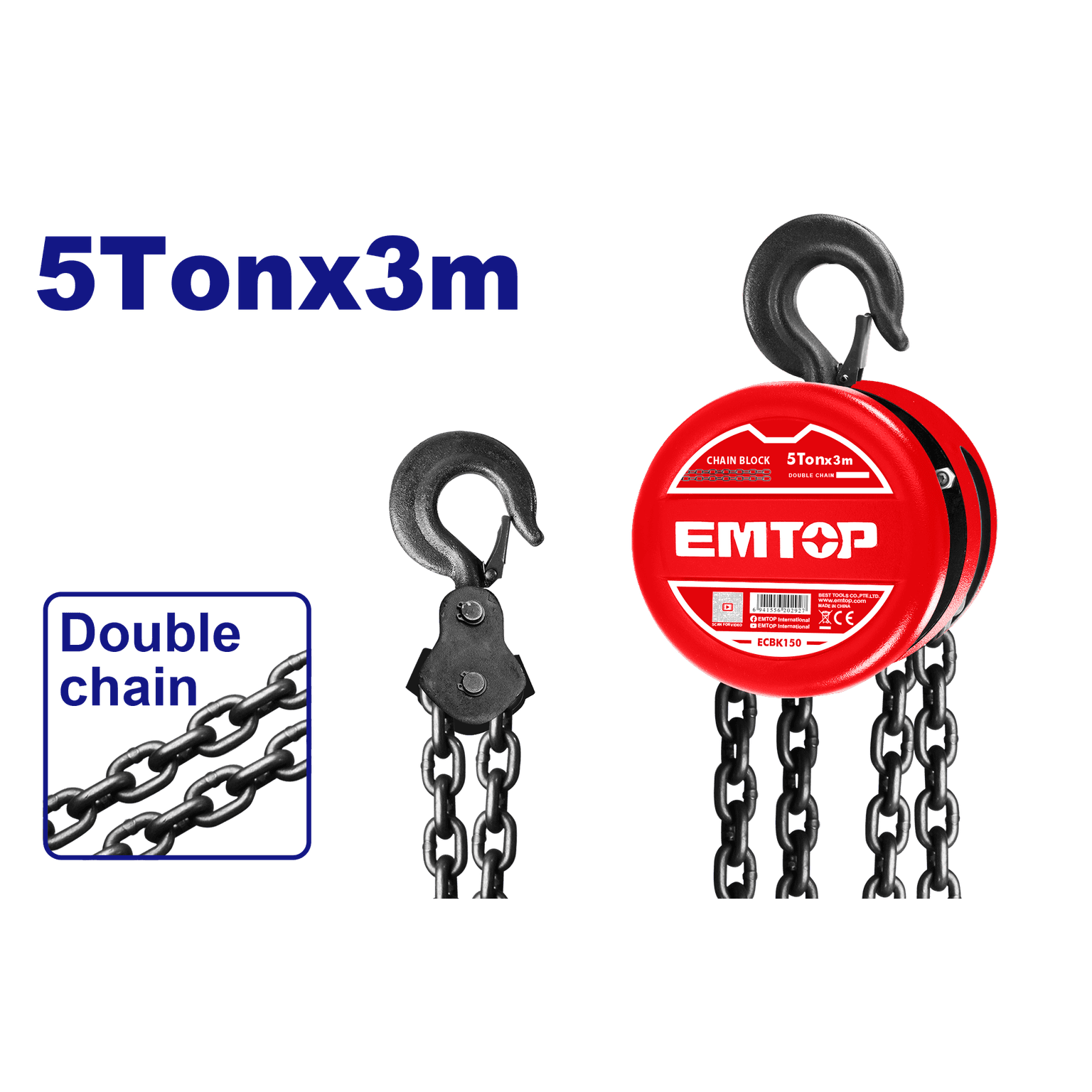 EMTOP ECBK150 Manual Chain Hoist 5 Ton