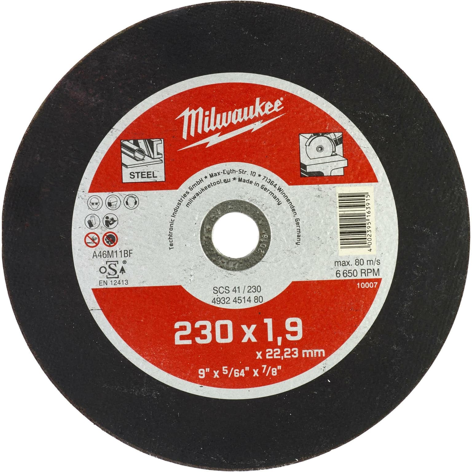 Milwaukee Thin Metal Cutting Discs - Contractor Series SCS 41 / 230 x 1.9 x 22 mm