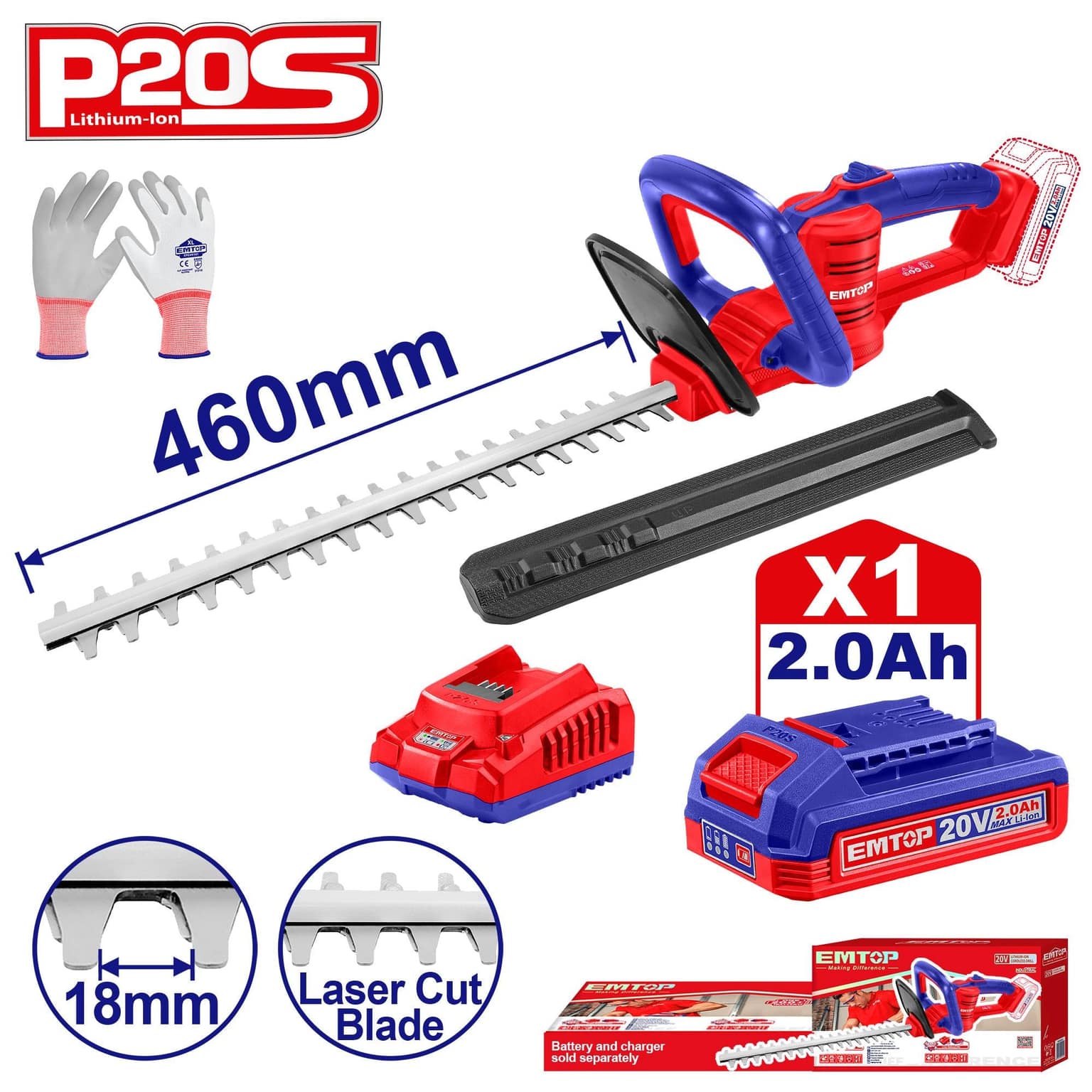 EMTOP ELHT204611 Cordless Hedge Trimmer
