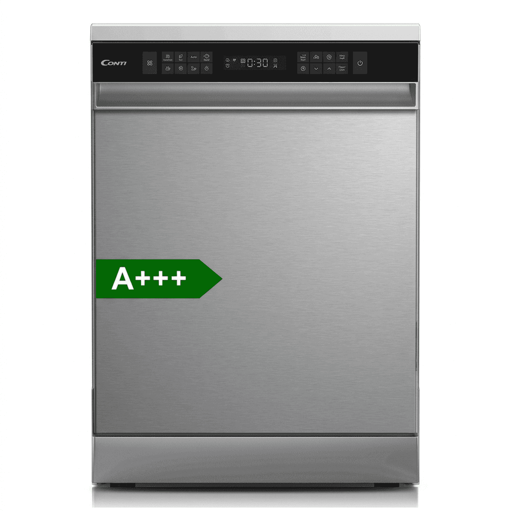 CONTI Free-Standing Dishwasher (DW 61432 SL) - 14 Place Settings, 6 Programs, 3 Spray Arms