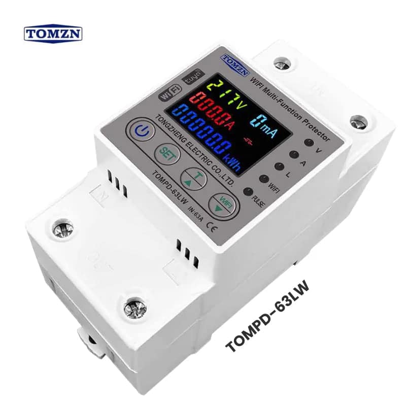 Tomzn TOMPD-63-LW Wi-Fi Smart Multi-Function Protector Breaker - 63A Voltage & Current Protection
