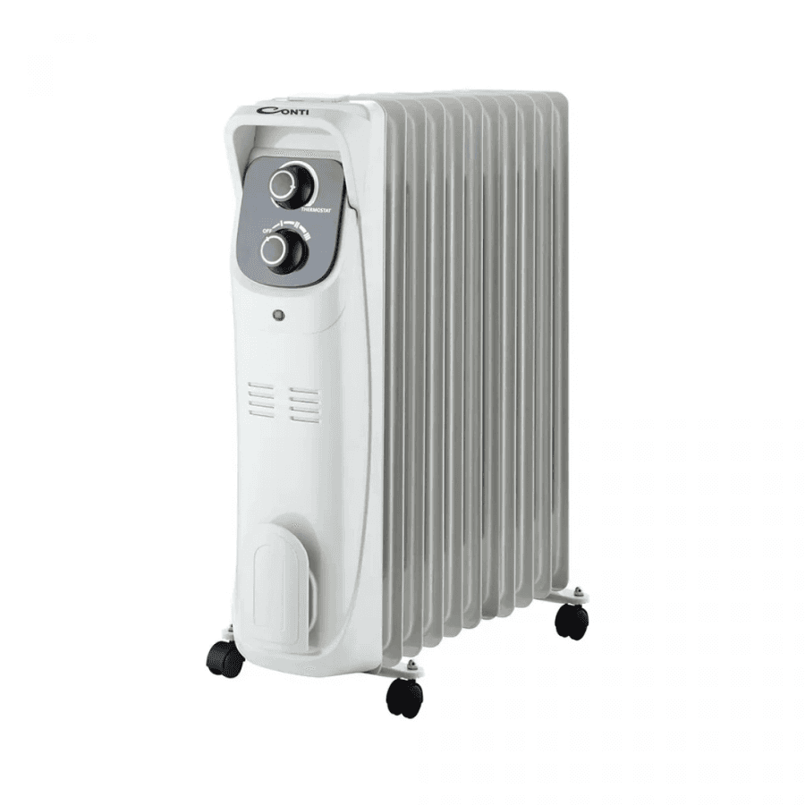 Conti Oil Radiator 2500W - ORDT-1411, 11 Heating Fins, 3 Heat Settings, Adjustable Thermostat, with Tip-Over & Overheat Protection