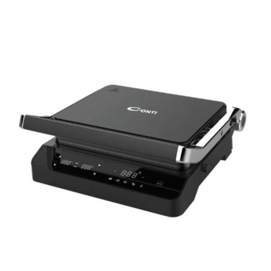 Conti Electric Grill - 2000W, Flexible 90-Degree Opening, Non-Stick Plates, Temperature Control, & Compact Design
