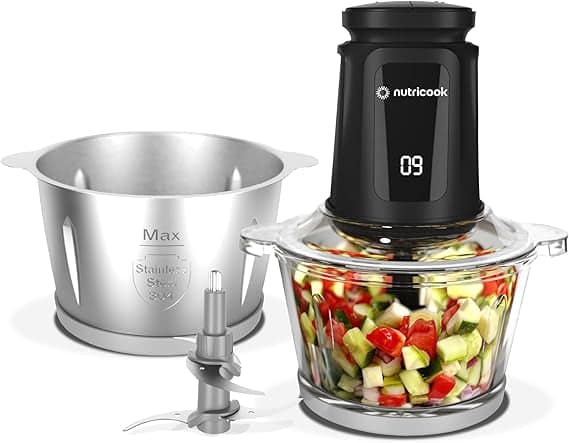 NUTRICOOK Choppi XXL | 2L Glass Bowl | Dual Speed - Black