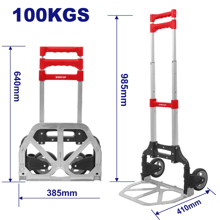 EMTOP EMWB8A10 Foldable Hand Trolley – 100 kg Capacity