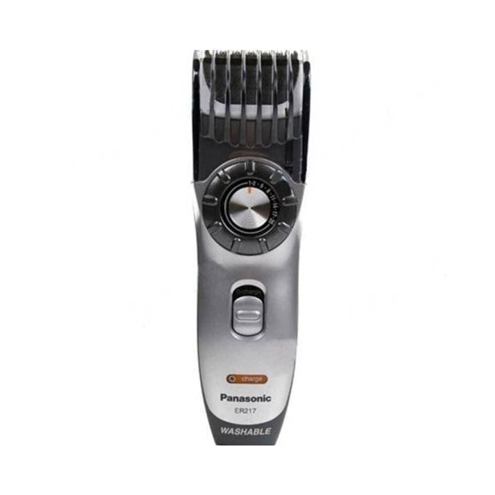 Panasonic Rechargeable Hair & Beard Trimmer with 14 Length Settings, Precision Stainless Steel Blades & Pop-up Trimmer - Silver (ER217S751)