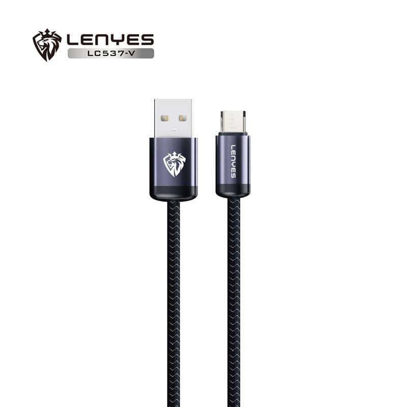 Lenyes LC537 Series Type-C Fast Charging Cable - Durable Braided Design - High Speed Data Sync - Reinforced Connectors - Gray