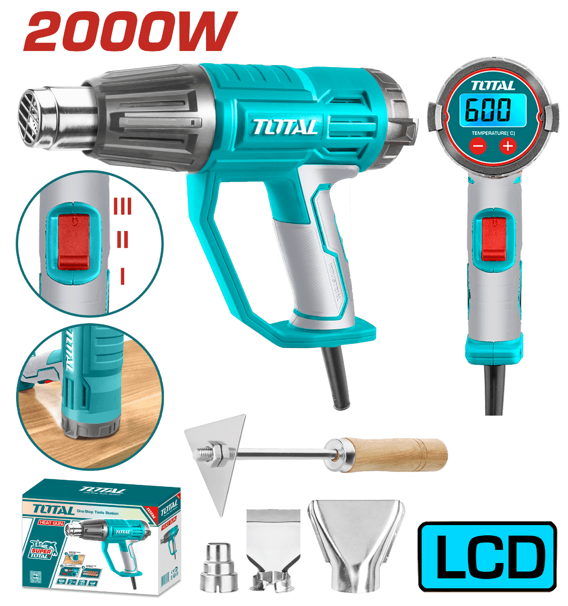 Total TB20056 Heat Gun – 2000W with Digital Display