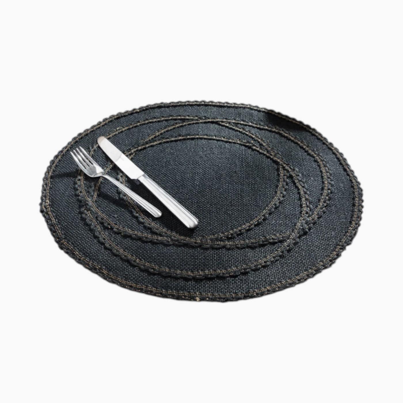 H Living Marta Jute Single Table Mat 38 cm Black