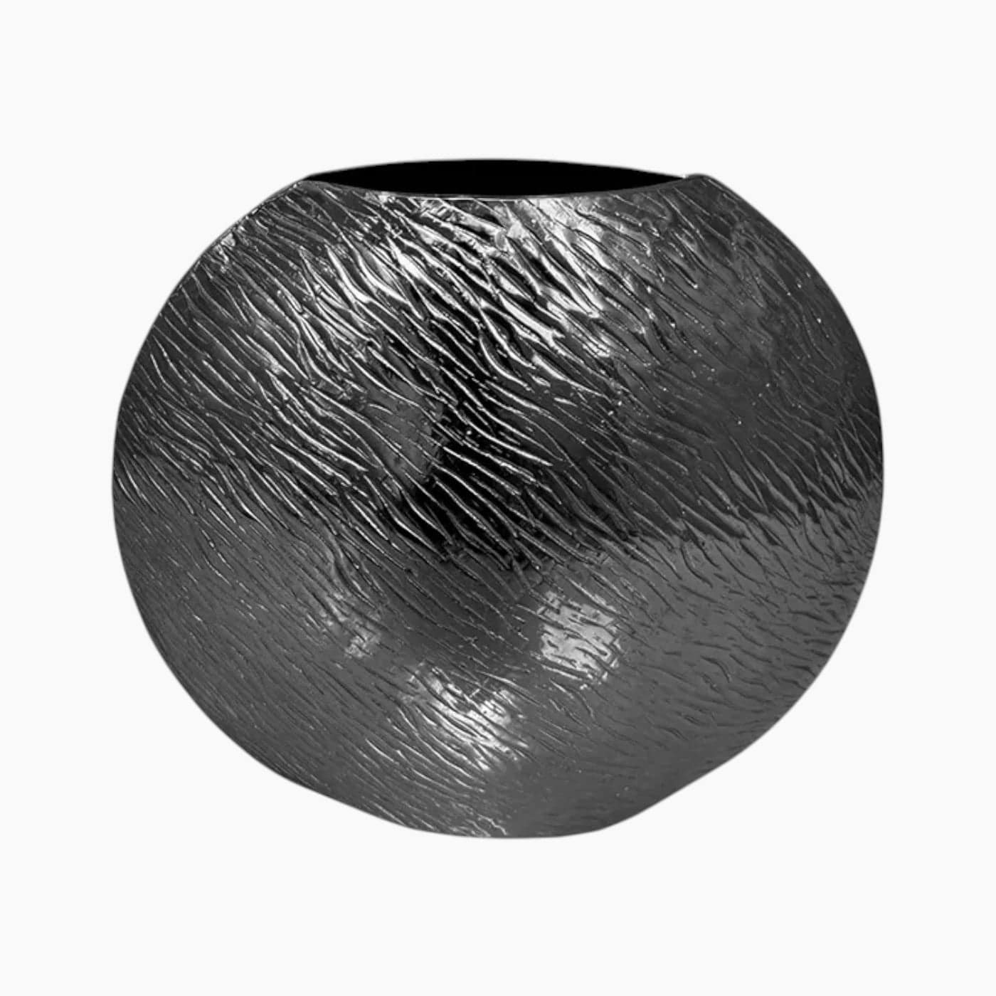 Weva Medium Nickel Ribbed Hammered Washed Round Vase