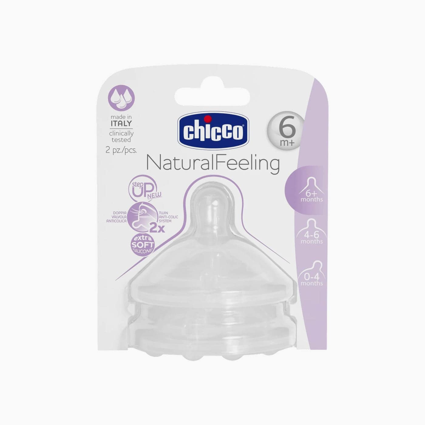 Chicco Natural Feeling Teat 6M+ Fast Flow 2 Pcs