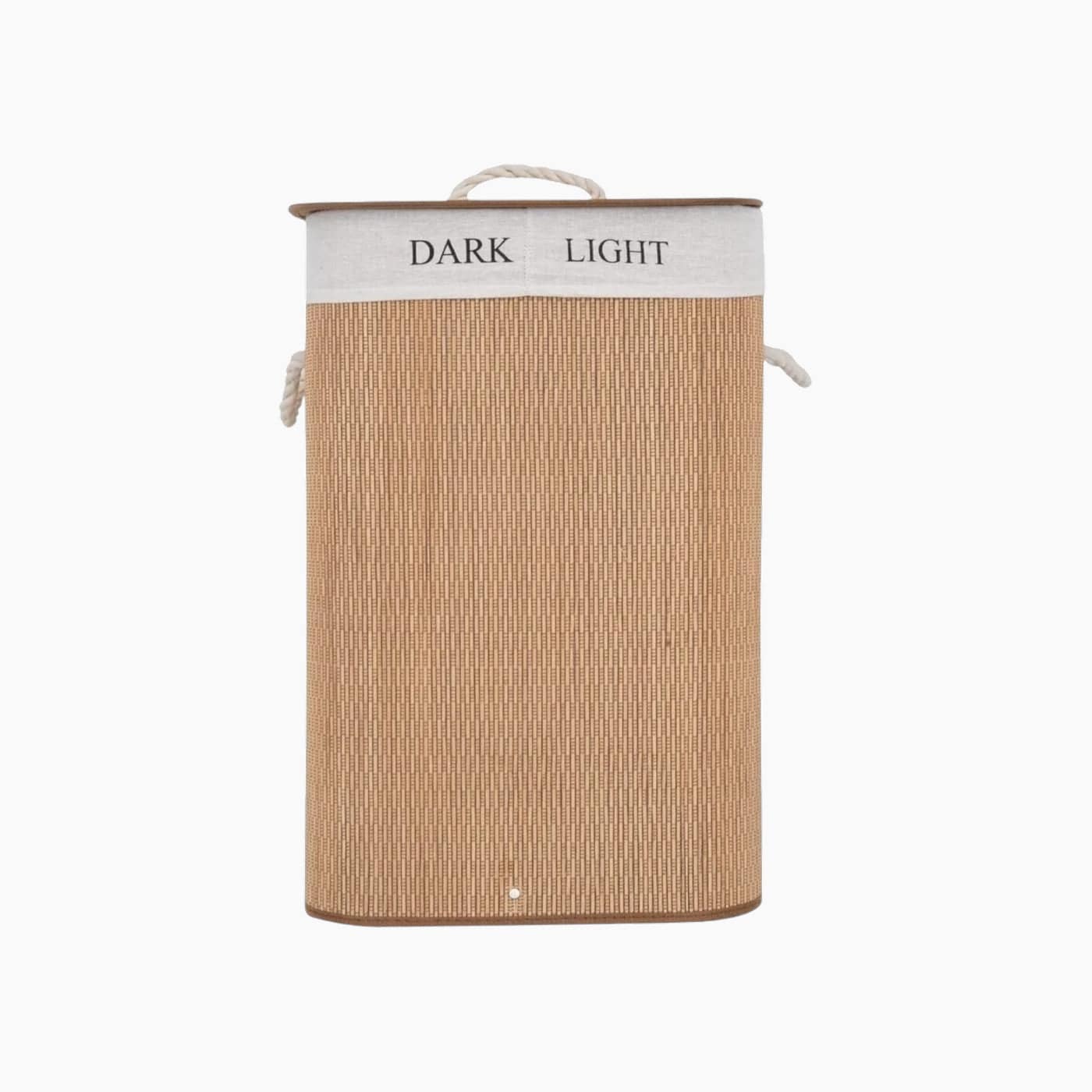 H Living Gina Bamboo With 2 Sections Laundry Basket 40x30x60 cm Light Brown