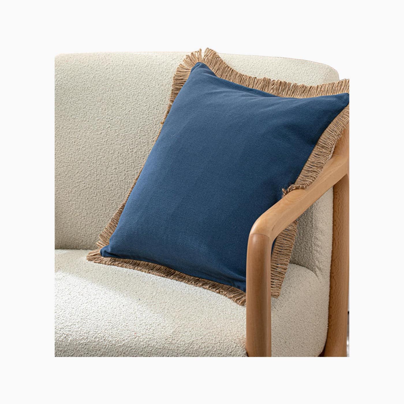 H Living Marine Glory Jute piped Toss Pillow Cover 45x45 cm İndigo