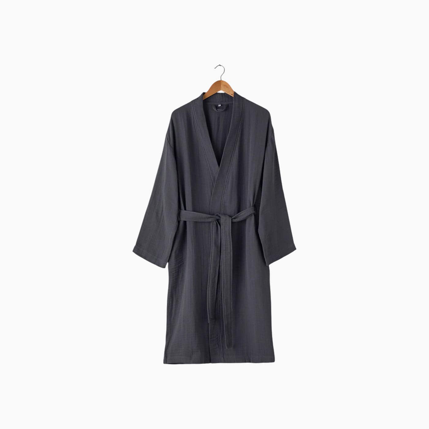 H Living Barbara Cotton Muslin Bathrobe L-XL Anthracite
