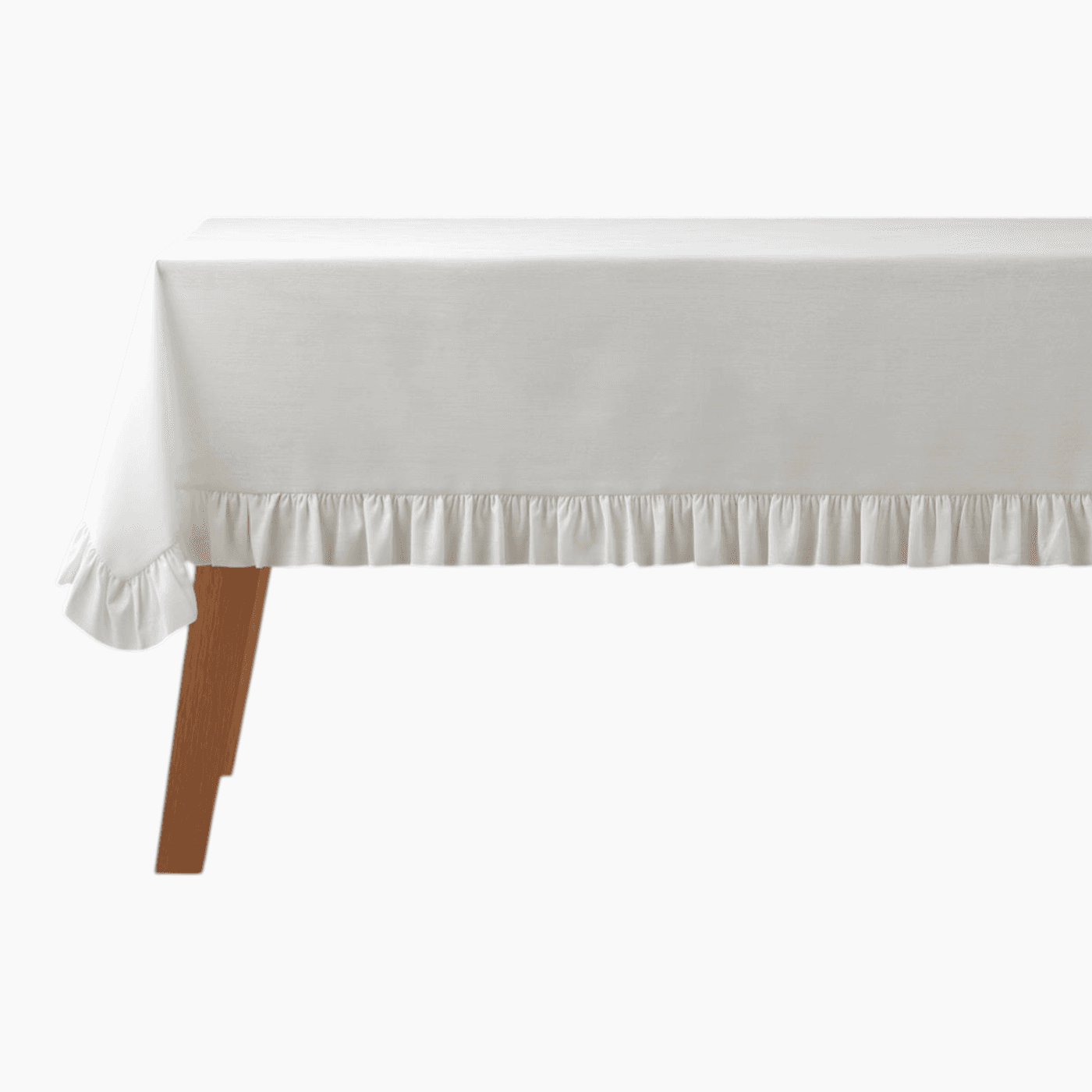 H Living Flor Pura Polyester Ruffled Table Cloth 150x200 cm Cream