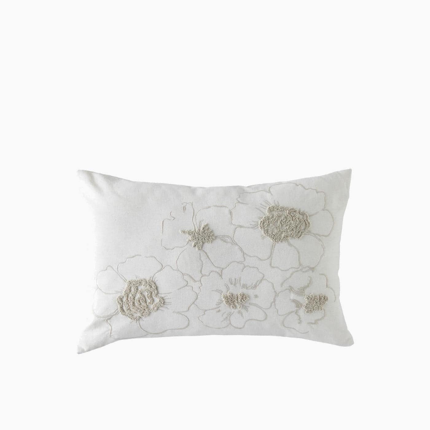 H Living Buds Embroidered Decorative Cushion 33x50 cm Ecru
