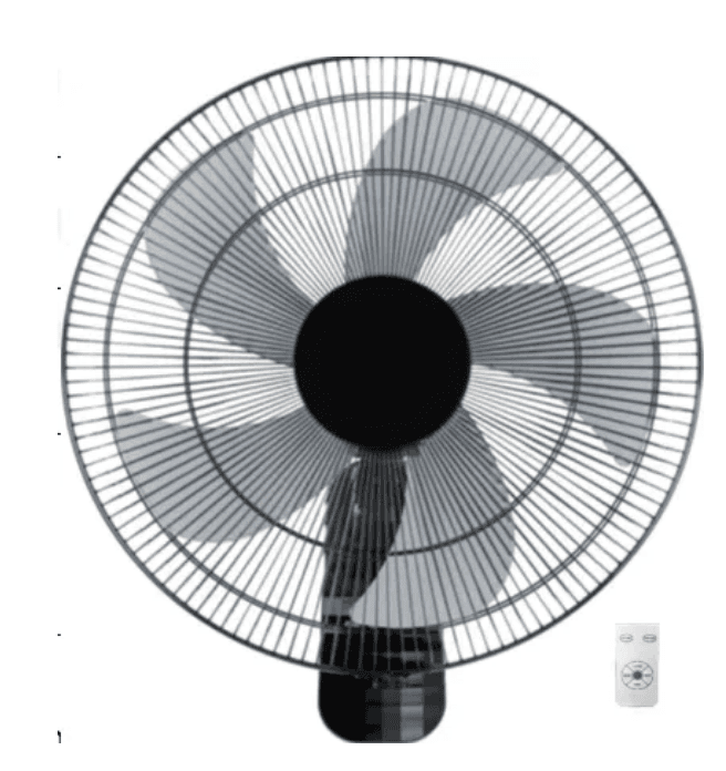 MEC Wall Fan, 18Inch, 3Speed, 5Blade's, Remote Control, White