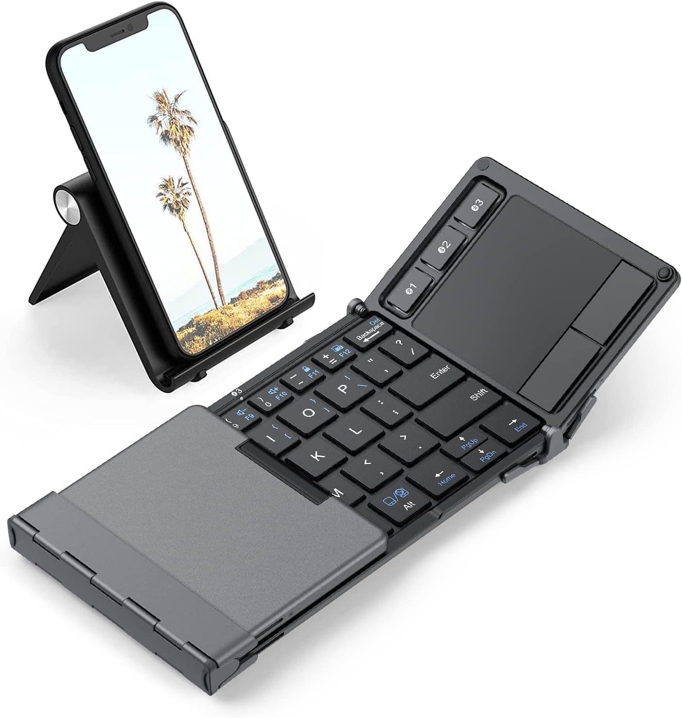 SUIRGE Foldable Bluetooth Keyboard with Sensitive Touchpad, Multi Devices