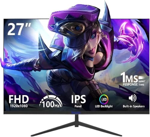 SUIRGE Gaming Monitor 27Inch, IPS 100Hz Computer Monitor Built-in Speakers