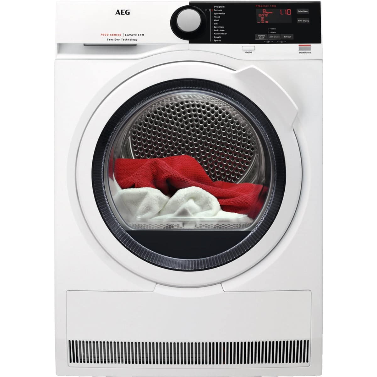 AEG Dryer Heat Pump Condenser A++, Touch LCD, Soft Drum, 8KG, 7Programs, White