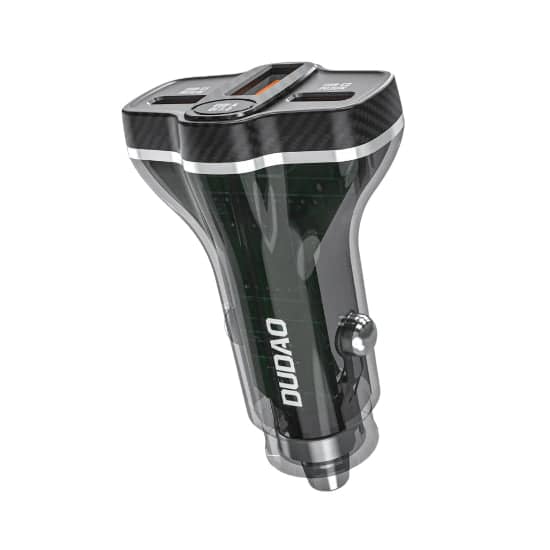 Dudao R78 3-in-1 78W Car Charger – USB + Dual PD Fast Charging, Black