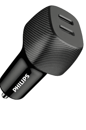 Philips 60W Dual USB-C Car Charger – Black (DLP5522C)