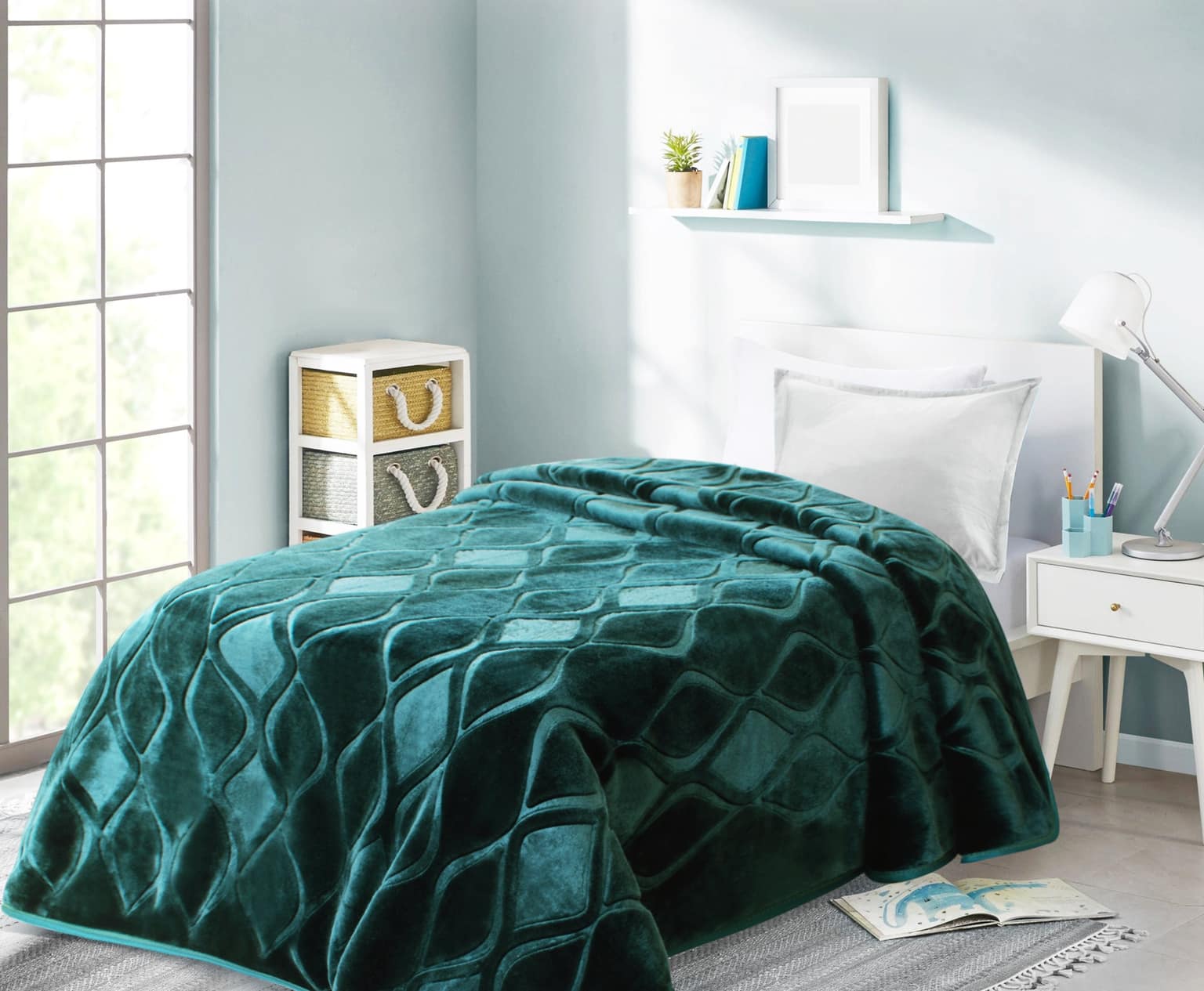بطانية مفرد ونص سادة من ARMN Cuddly - أخضر