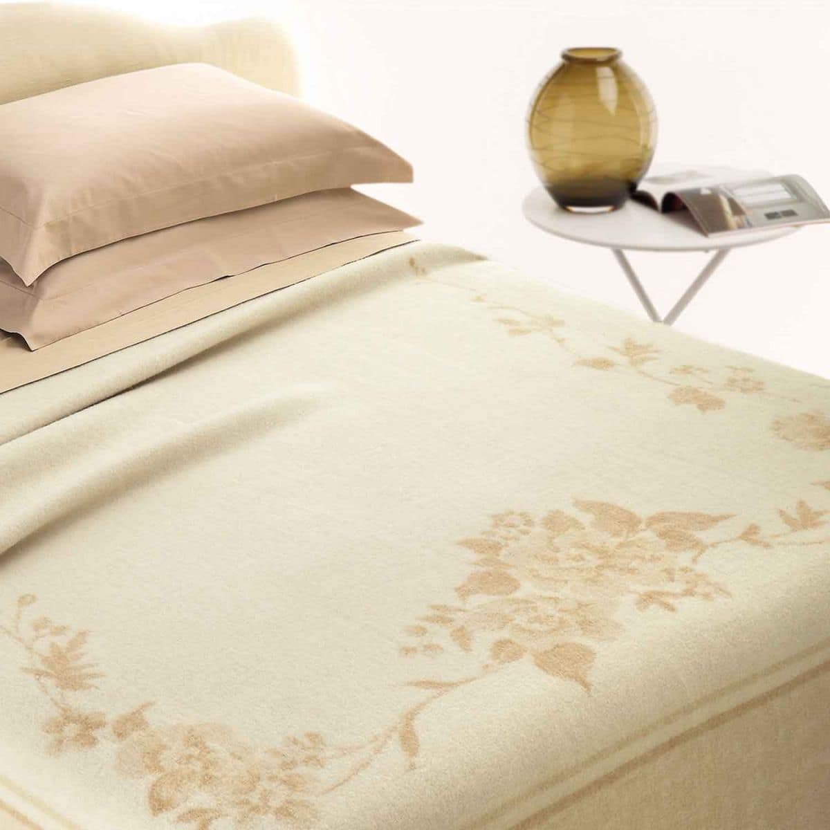 بطانية صوف مارينو طبيعي 230*270 سم من Somma Greta - بيج