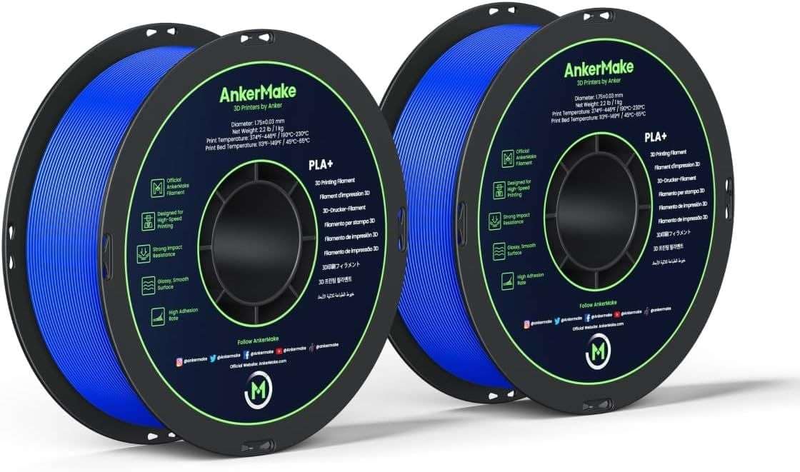 خيوط PLA+ أزرق عالمي أساسي للطباعة ثلاثية الأبعاد من Anker