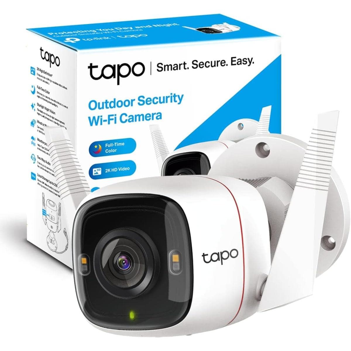 TP-Link Tapo C320WS 2K QHD Security Camera Outdoor Wireless Starlight Sensor for Color Night Vision Free AI Detection Built-in Siren Cloud/SD Card Storage, Works with Alexa & Google Home