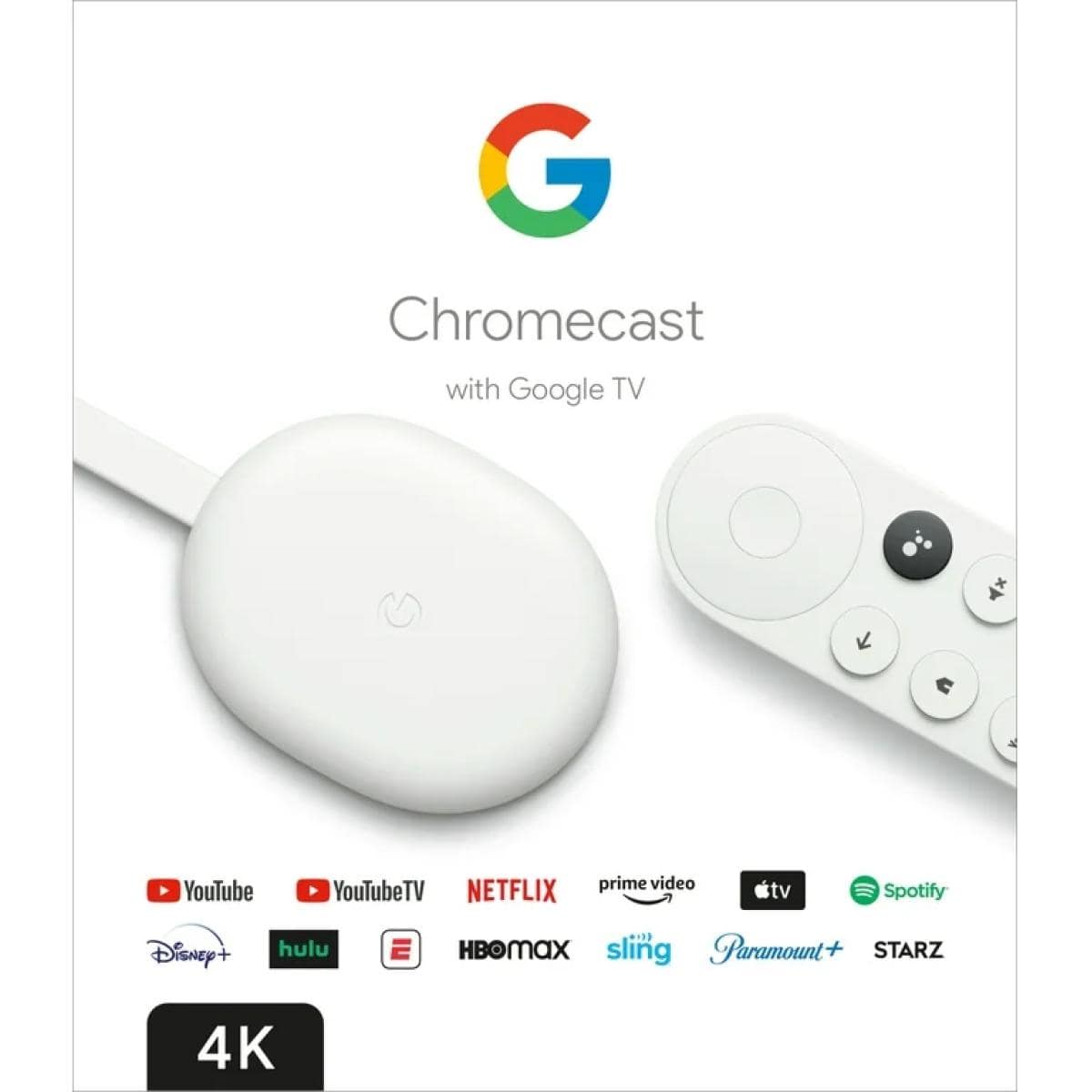 Google Chromecast with Google TV (4K) Streaming Stick Entertainment with Voice Search Watch Movies Shows & Live TV in 4K HDR - Snow