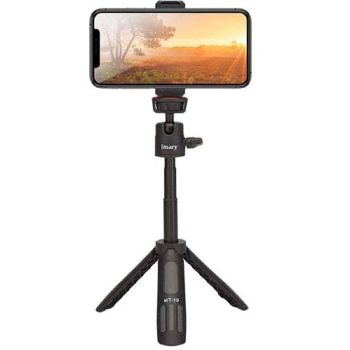 Jmary MT-19 Mini Tripod Stand with Universal Mobile Phone Holder and High quality aluminum alloy Ball-Head - Black