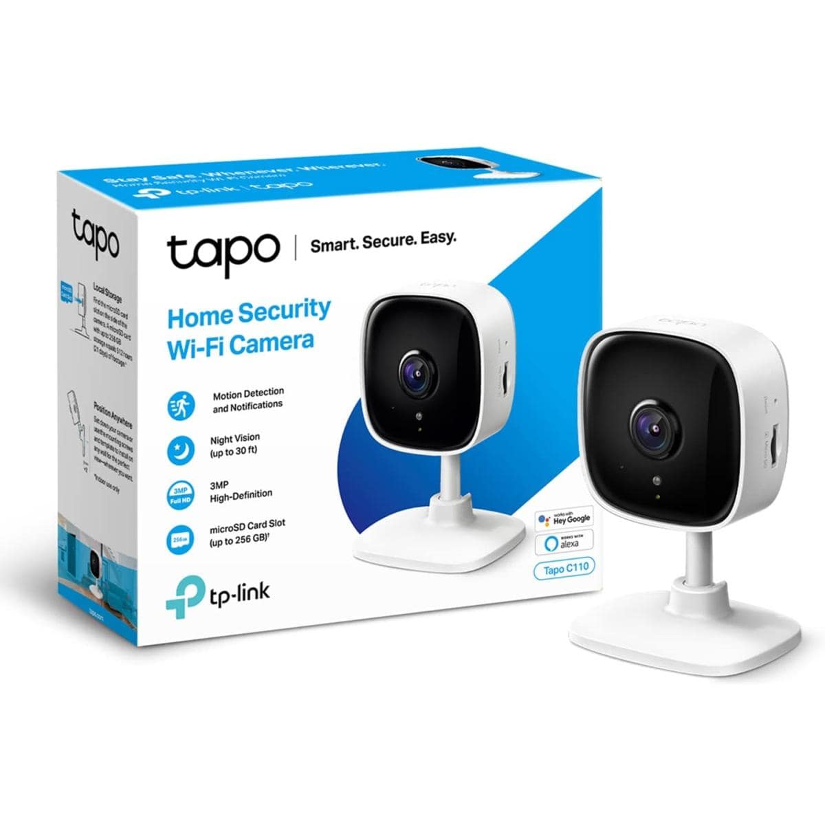 TP-Link Tapo C110 Mini Smart Security Camera Indoor 3MP 2-Way Audio Night Vision SD Storage