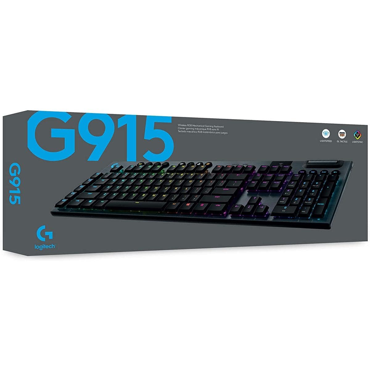 Logitech G915 LIGHTSPEED RGB Mechanical Wireless & Bluetooth Low Profile GL LIGHTSYNC RGB - Clicky
