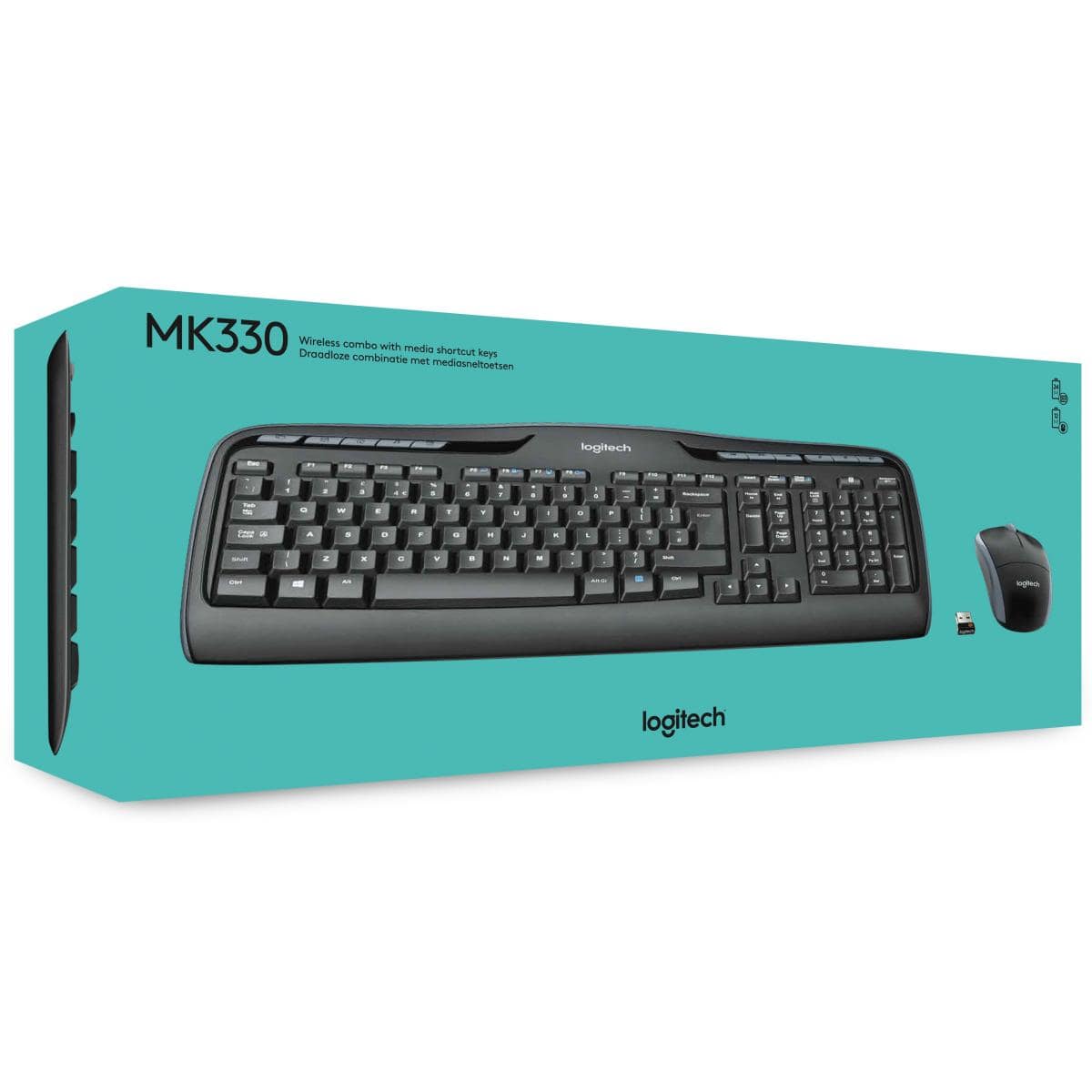LogitecLogitech MK330 Wireless Keyboard & Mouse Combo with USB-Receiver Long Battery Life PC/Laptop Arabic / English Layout - Black