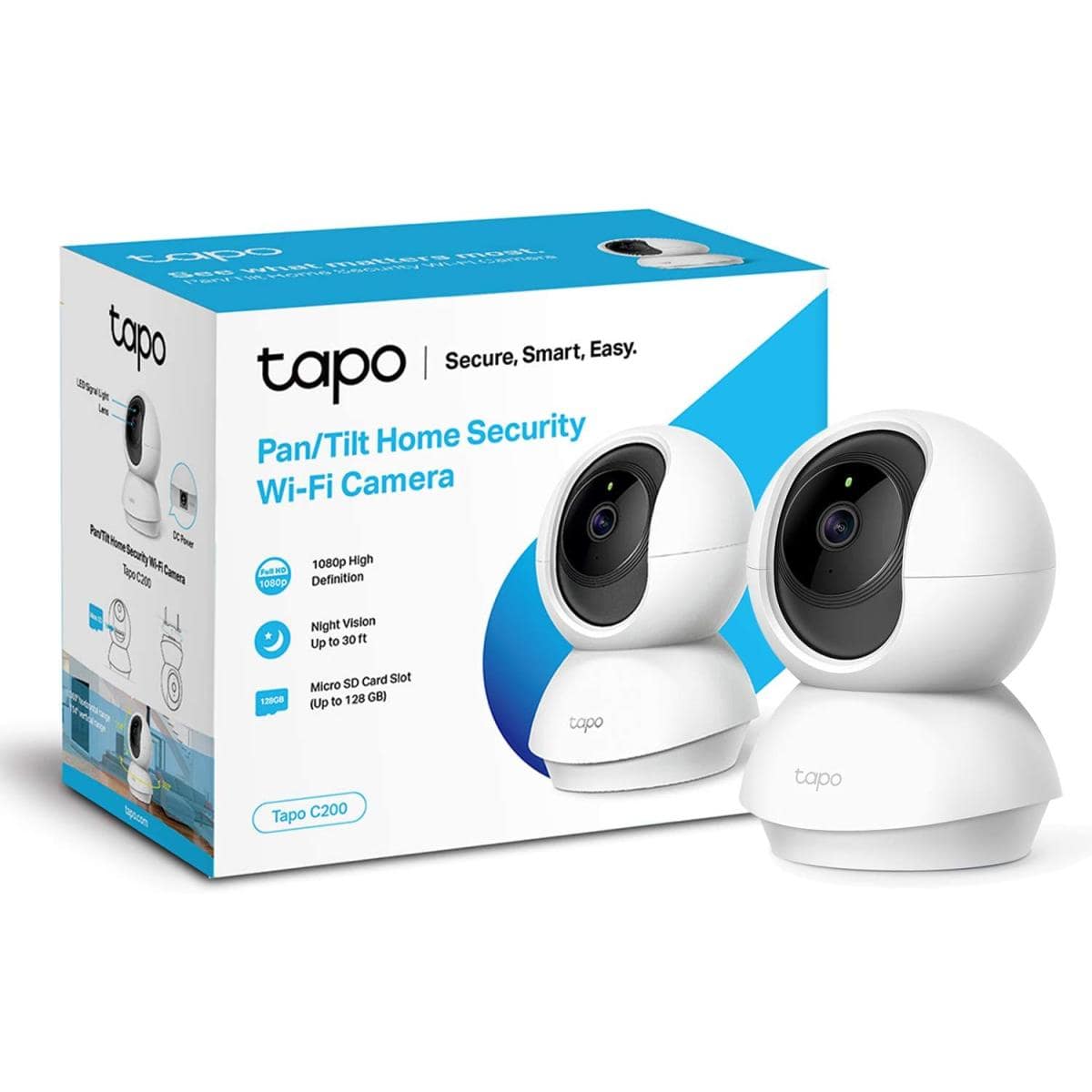 TP-Link Tapo C200 Pan/Tilt Security Camera w/ Motion Detection 1080P 2-Way Audio Night Vision Cloud & SD Card Storage Works with Alexa & Google Home