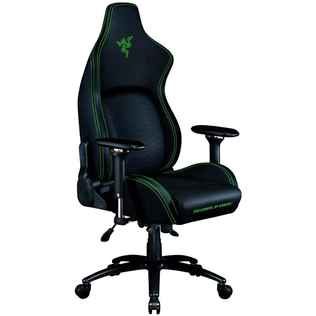 Razer Iskur Gaming Chair with Built-in Lumbar Support Ergonomic Lumbar Support System 4D Armrests Memory Foam Head Cushion PVC Leather Black and Green
