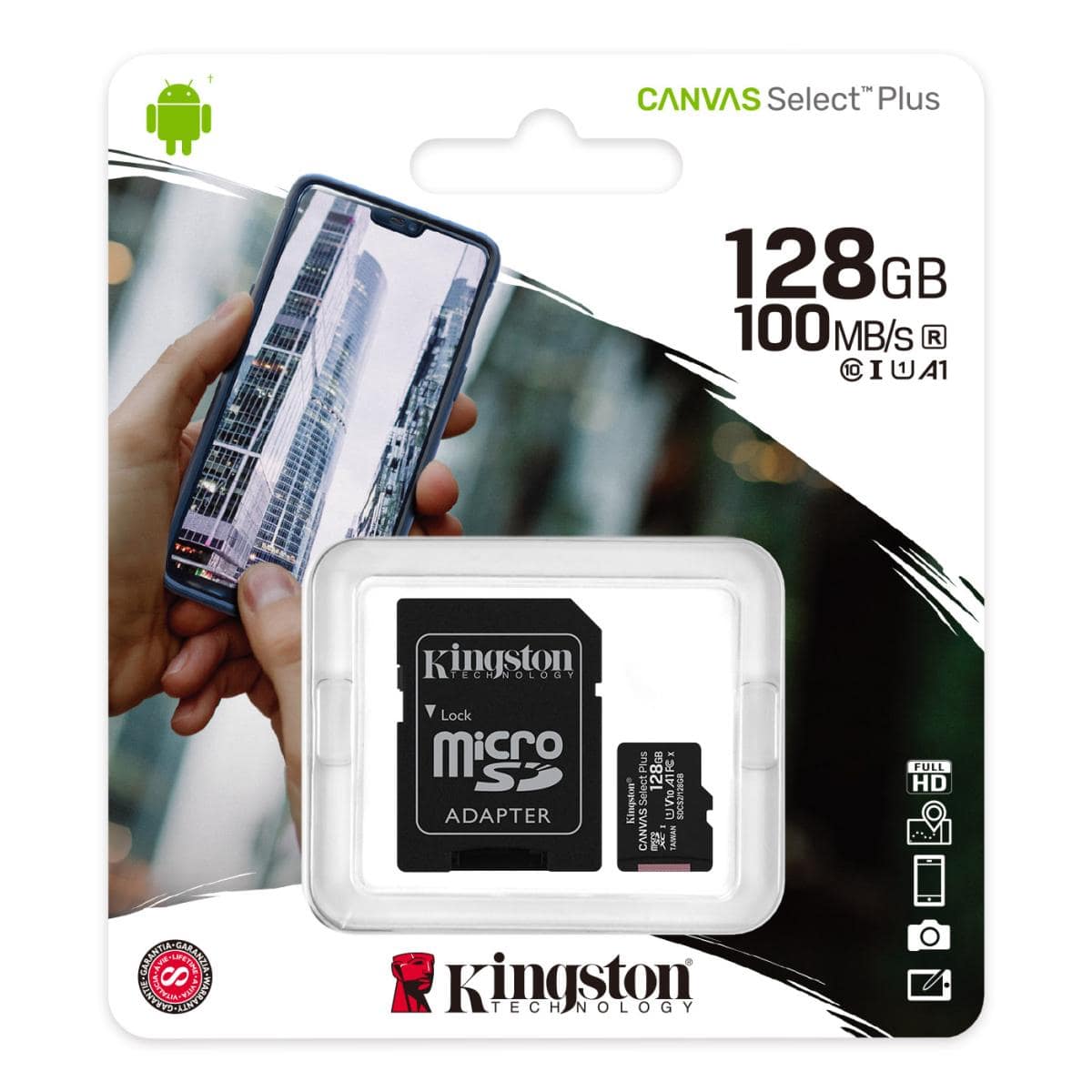 Kingston 128GB Canvas Select Plus microSDXC Card Up to 100MB/s A1 Class 10 UHS-I with Adapter