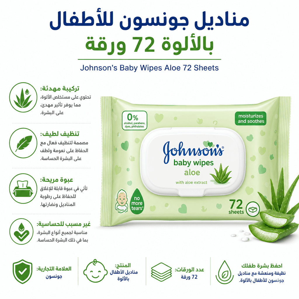 Johnson’s Baby Wipes Aloe 72 Sheets