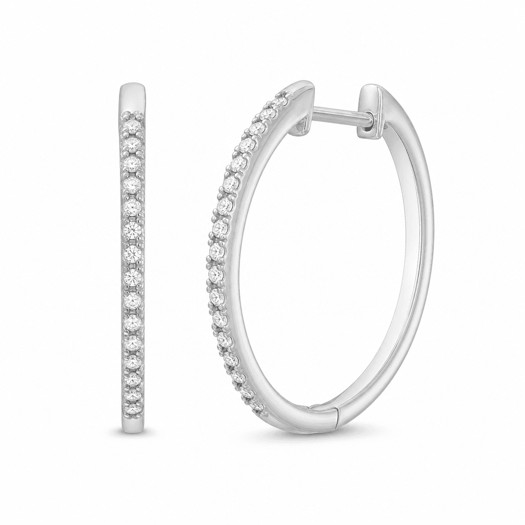 Zales 1/10 CT Diamond Hoop Earrings