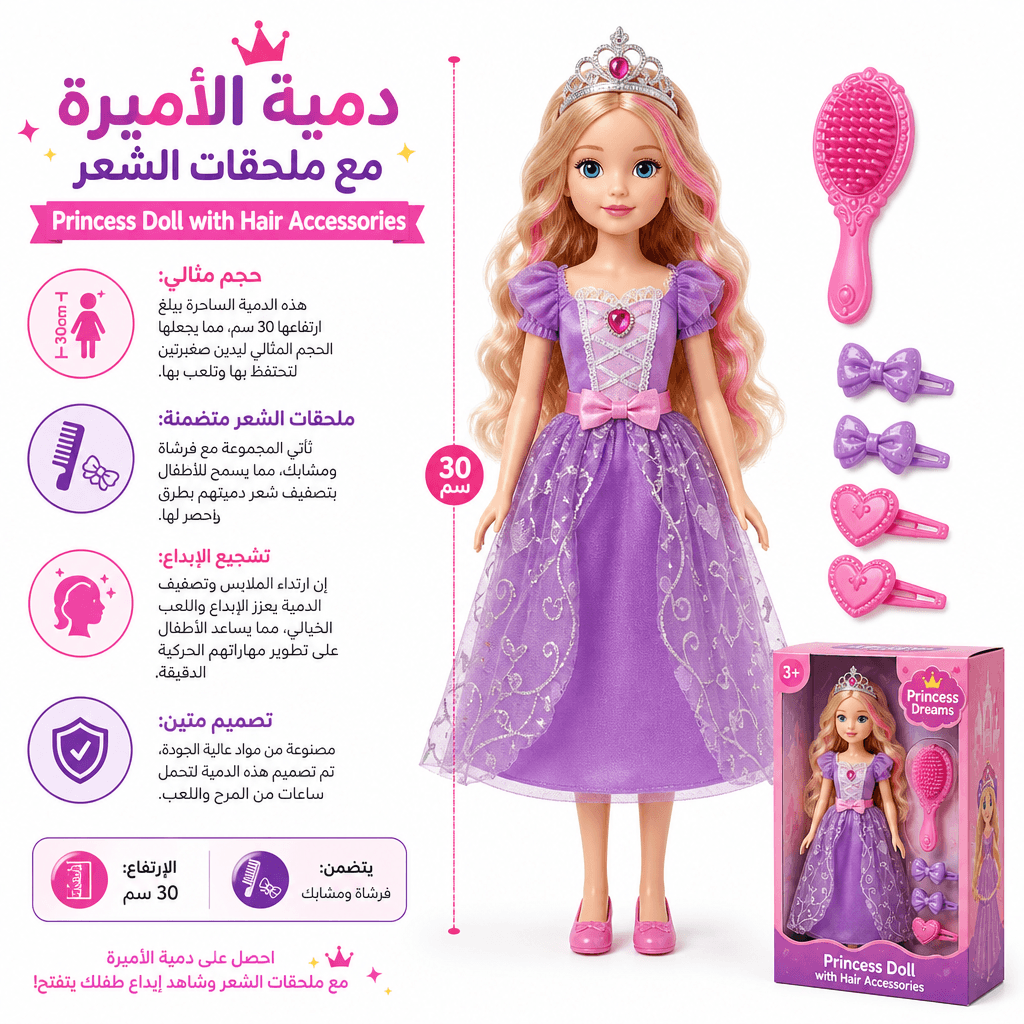 Princess Doll with Hair Accessories