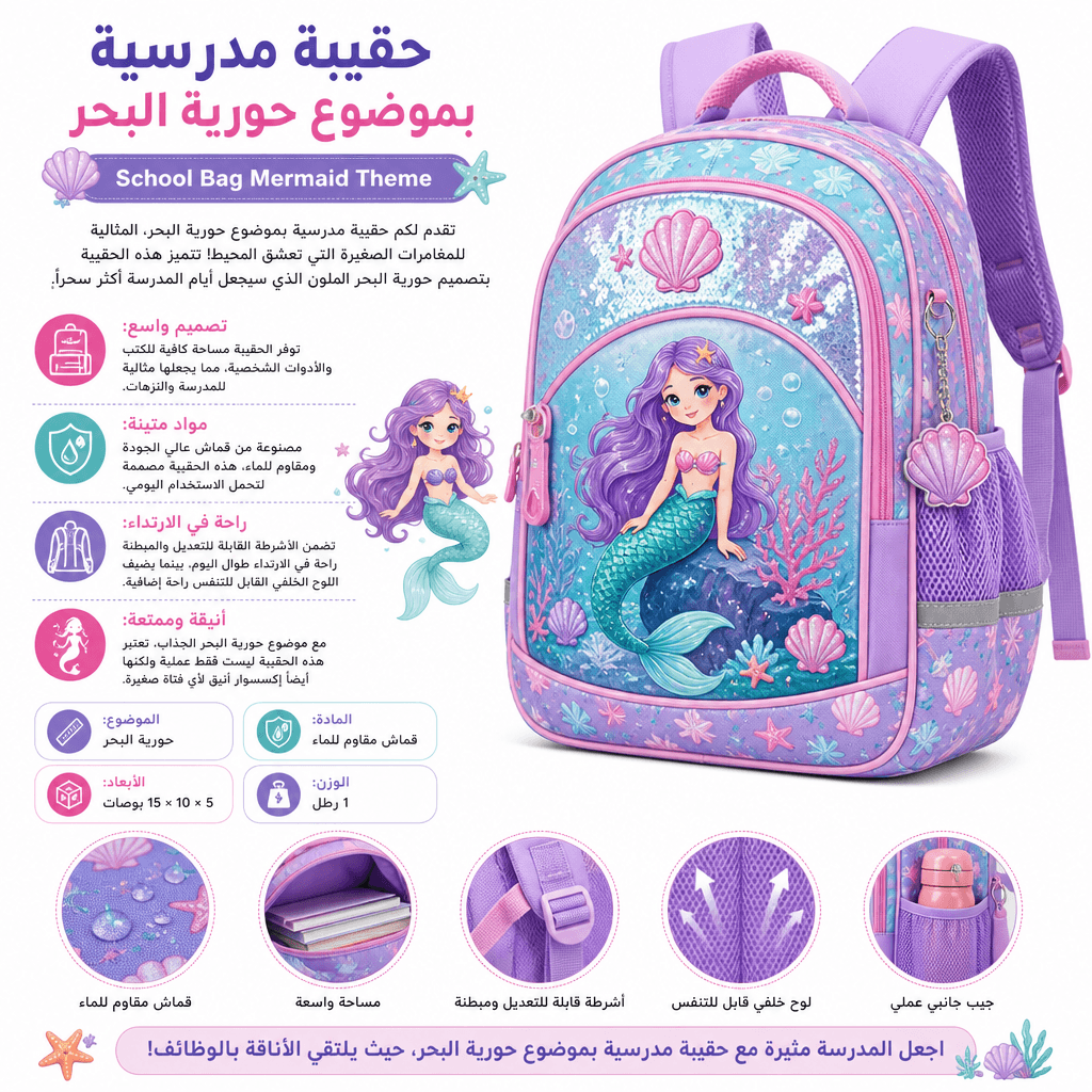 School Bag Mermaid Theme