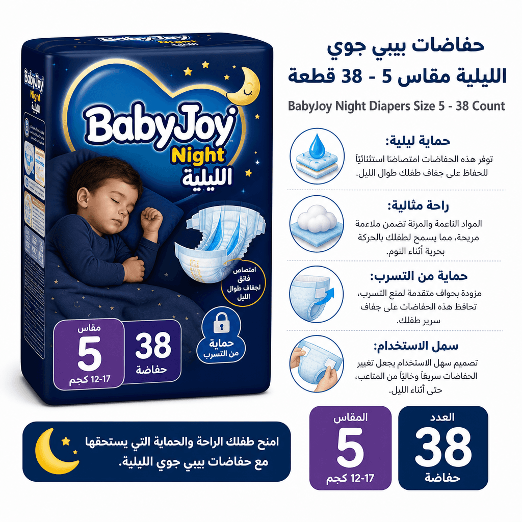 BabyJoy Night Diapers Size 5 - 38 Count