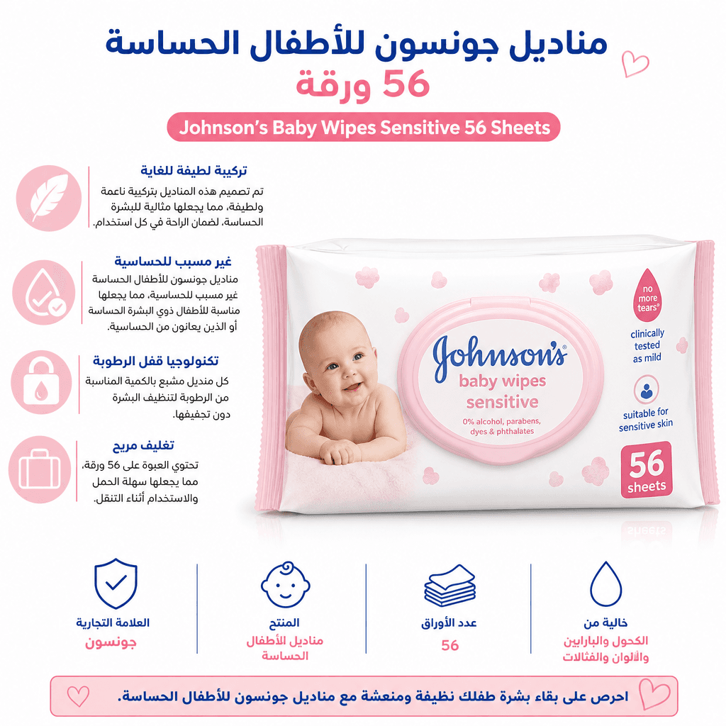 Johnson’s Baby Wipes Sensitive 56 Sheets