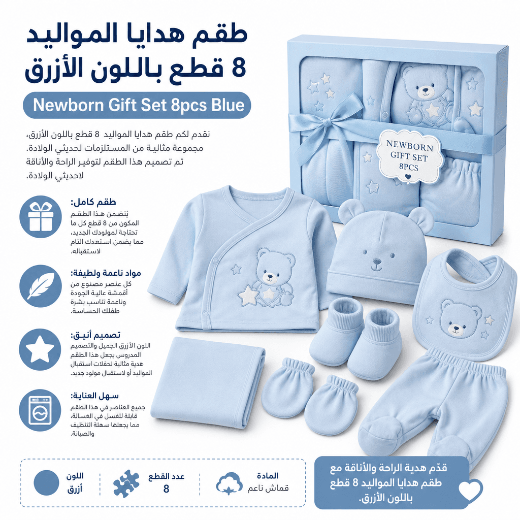 Newborn Gift Set 8pcs Blue