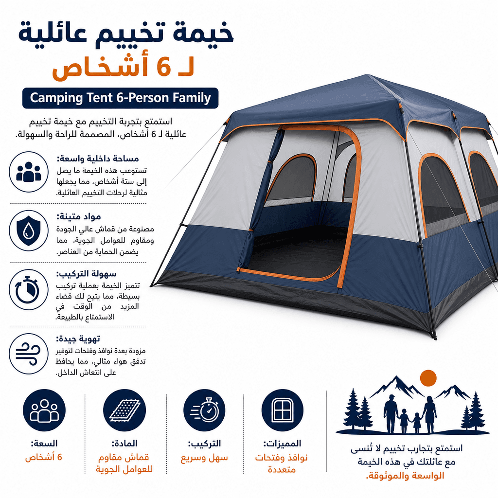 Camping Tent 6-Person Family