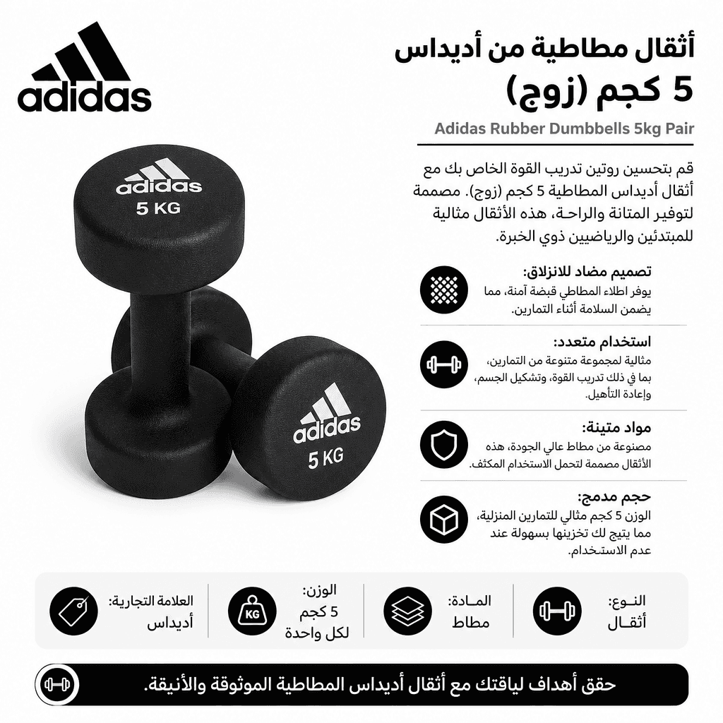 Adidas Rubber Dumbbells 5kg Pair