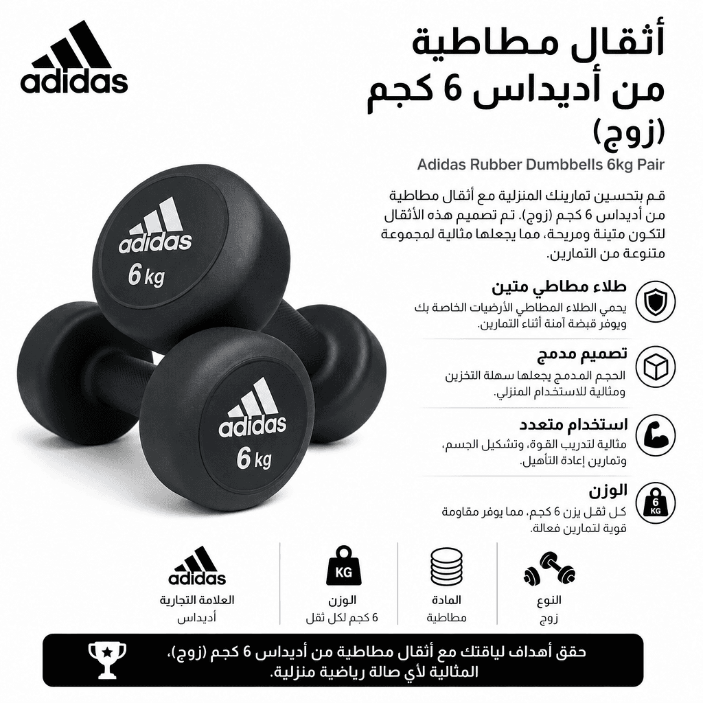 Adidas Rubber Dumbbells 6kg Pair