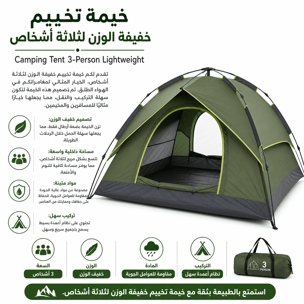 Camping Tent 3‑Person Lightweight