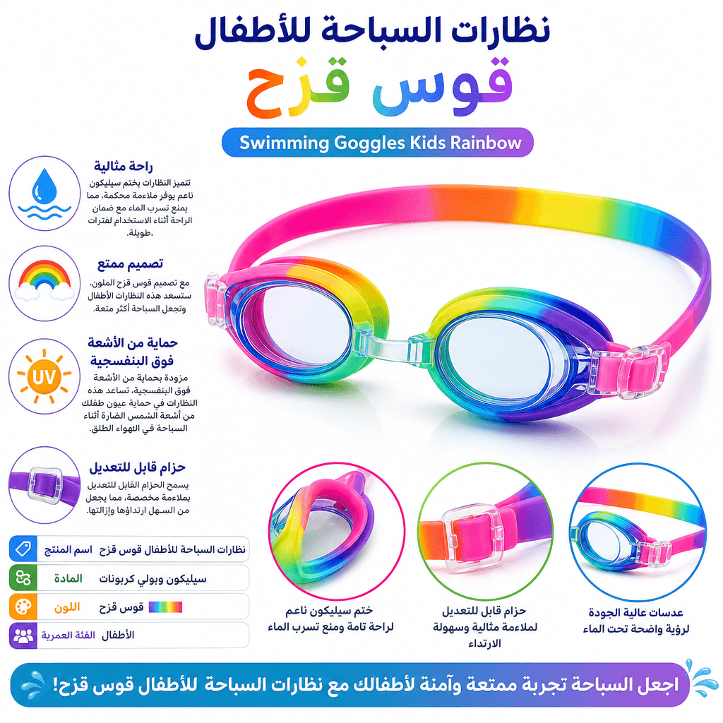 Swimming Goggles Kids Rainbow